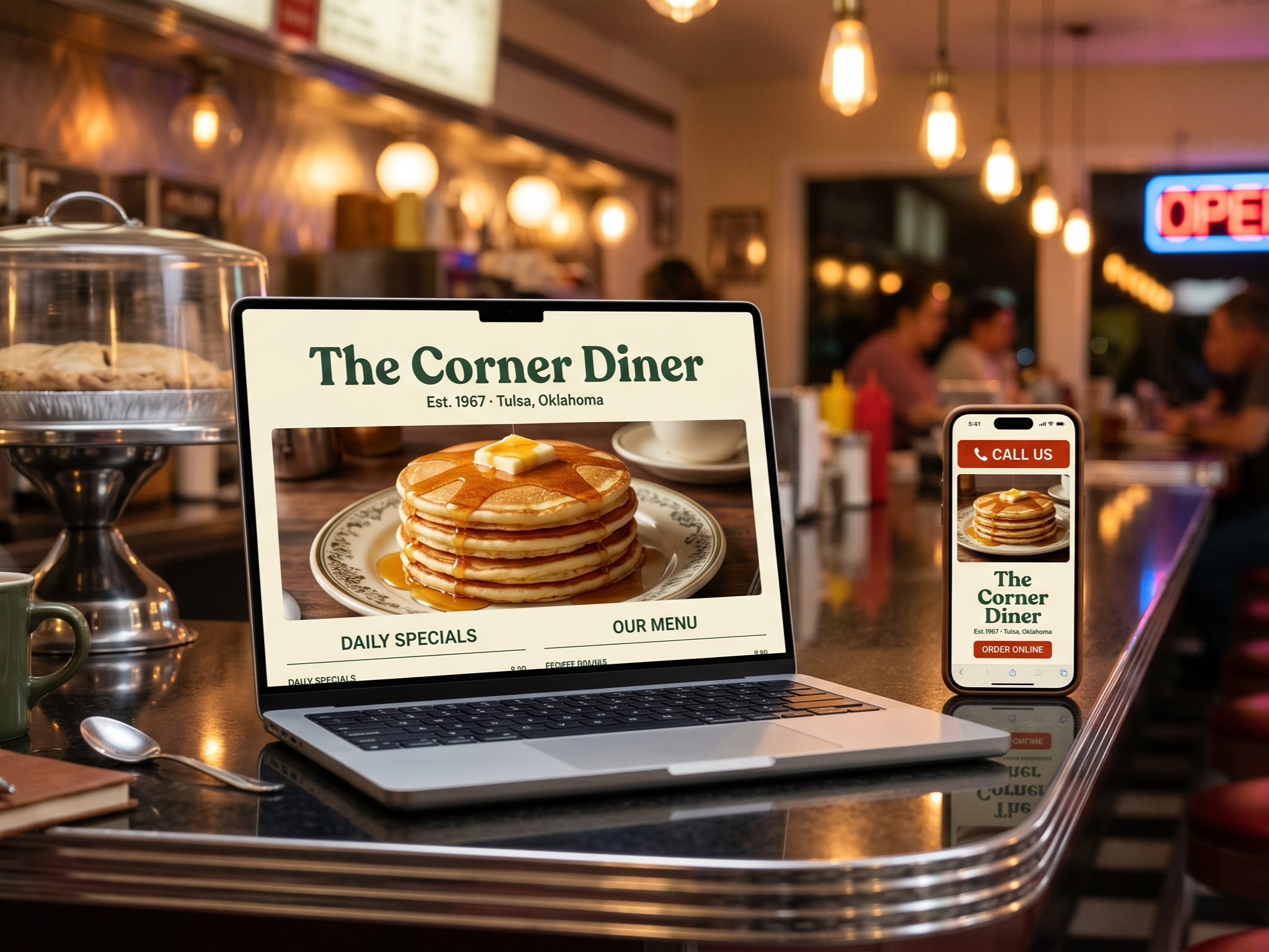 The Corner Diner website mockup