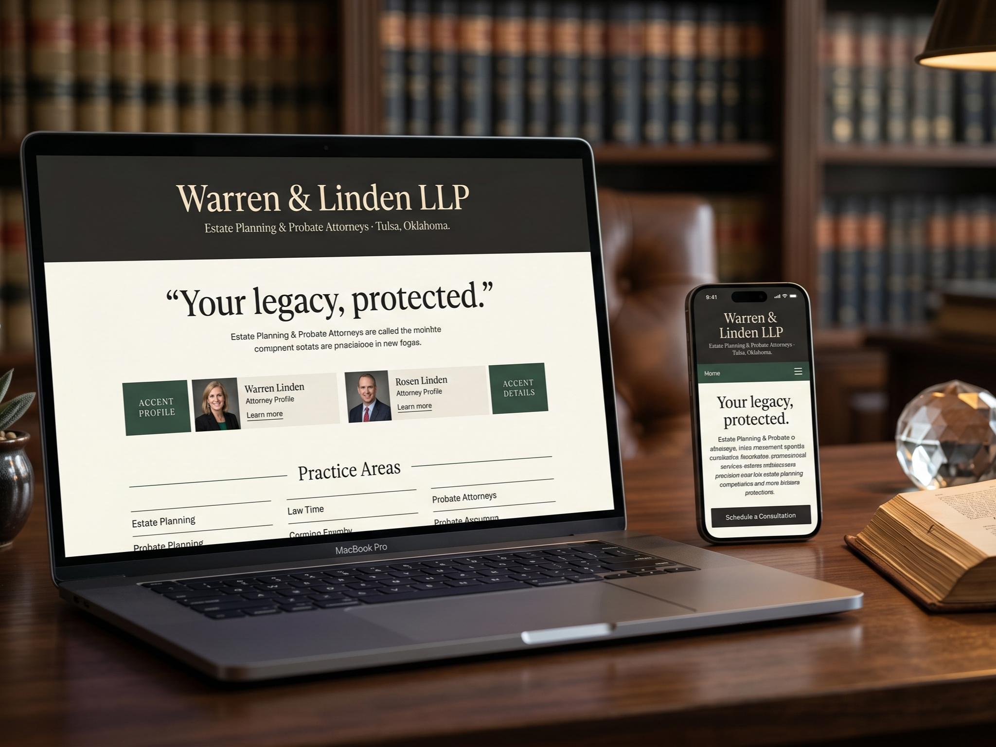 Warren &amp; Linden LLP website mockup